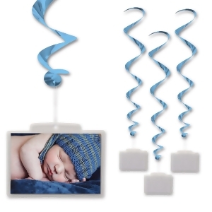 Club Pack of 18 Metallic Light Blue Photo Pocket Hanging Whirl Decorations 40 - All