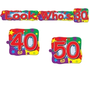 Club Pack of 12 Multi-Colored Look Who's 30 40 or 50 Streamer Party Decorations 30 - All