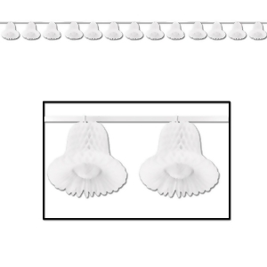 Pack of 6 White Tissue Bell Streamer Decorations 24' - All