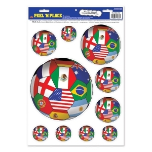Club Pack of 72 Multi-Colored Peel 'N Place Soccer Balls and Flag Decals 17 - All