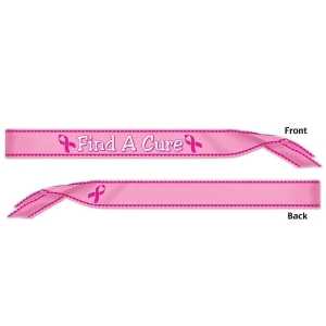 Pack of 6 Pink Find A Cure Breast Cancer Awarenes Satin Sash Party Accessories - All