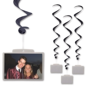 Club Pack of 18 Metallic Black Photo Pocket Hanging Whirl Decorations 40 - All
