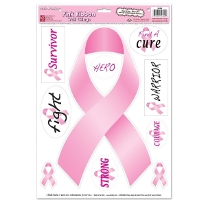 Club Pack of 120 Bright Pink Breast Cancer Awareness Ribbons Peel 'N Place Decal Decoration 17 - All