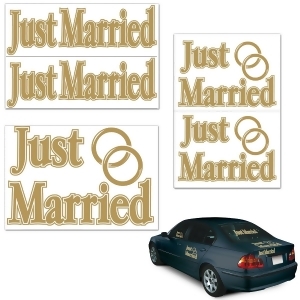 Club pack of 60 Assorted Gold Just Married Auto-Clings - All