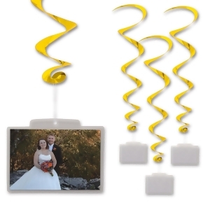Club Pack of 18 Metallic Gold Photo Pocket Hanging Whirl Decorations 40 - All