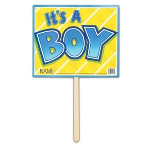Pack of 6 Fun and Festive Yellow and Blue It's A Boy Yard Sign Decoration 24 - All