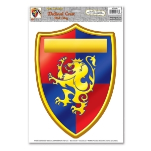 Club Pack of 12 Red Blue and Yellow Medieval Crest Peel 'N Place Decorations 17 - All