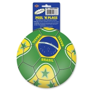Club Pack of 12 Green and Yellow Peel 'N Place Soccer Themed Decals 5.25 - All
