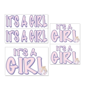 Club Pack of 60 Baby Shower Themed Pink It's A Girl Auto-Cling Decal Decorations - All