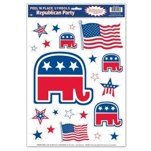 Club Pack of 264 Red White and Blue Republican Peel 'N Place 17 - All