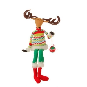 36 Merry Bright Plush Sitting Reindeer Christmas Decoration with Posable Arms and Antlers - All