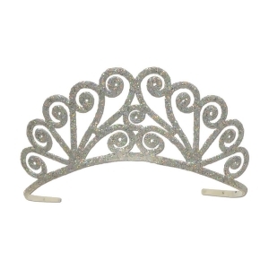 Pack of 6 Elegant Silver Glitter Encrusted Metal Princess Tiara Costume Accessories - All