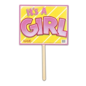 Pack of 6 Fun and Festive Yellow and Pink It's A Girl Yard Sign Decoration 24 - All