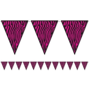 Club Pack of 12 Pink and Black Zebra Print Sweet 16 Pennant Banners 12' - All