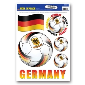 Club Pack of 72 Black Red and Yellow Peel 'N Place Soccer Balls and Flag Decals 17 - All