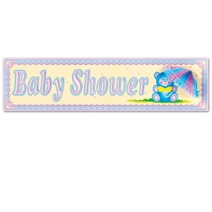 Club Pack of 12 Yellow Pink and Blue Baby Shower Sign with Tissue Parasol 31 - All