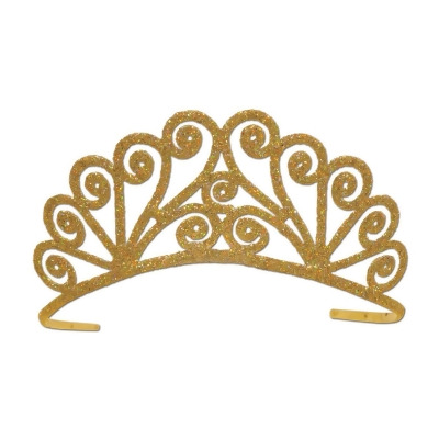 Pack of 6 Elegant Gold Glitter Encrusted Metal Princess Tiara Costume Accessories 