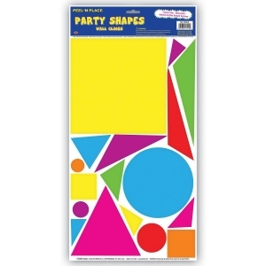 Club Pack of 204 Multi-Colored Neon 80's Themed Party Shapes Peel 'N Place Wall Clings 24 - All