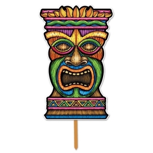 Pack of 6 Tropical Luau Themed 3-D Plastic Tiki Yard Sign Decorations 17.5 - All