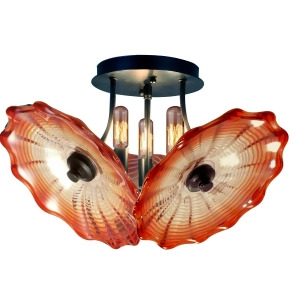 16 Titan Light and Dark Amber Floral Plates Hand Crafted Glass Semi-Flush Mount Ceiling Light Fixture - All