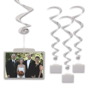 Club Pack of 18 Metallic Silver Photo Pocket Hanging Whirl Decorations 40 - All