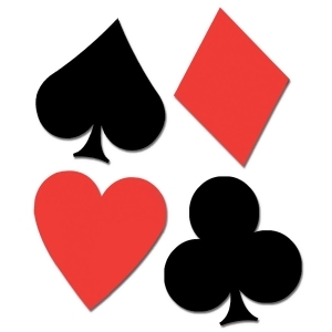 Club Pack of 48 Red and Black Playing Card Heart Diamond Club and Spade Cutout Decorations 16.5 - All