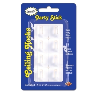 Club Pack of 96 Adhesive White Party Stick Removable Ceiling Hooks 1 - All