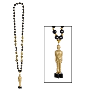 Club Pack of 12 Black and Gold Beads with Awards Night Statuette Celebrity 36 - All