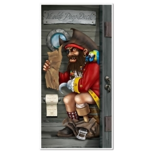 Club Pack of 12 Nautical Themed Pirate Captain Restroom Door Cover Party Decorations 5' - All