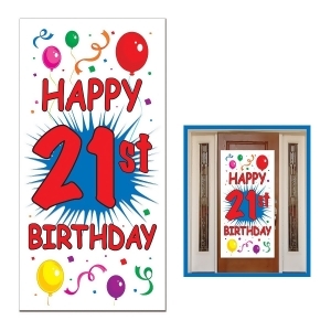 Club Pack of 12 Birthday Themed 21st Birthday Door Cover Party Decorations 5' - All