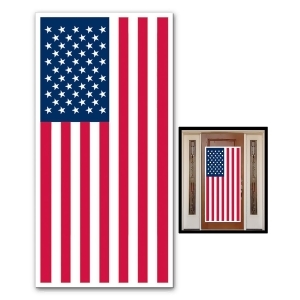 Club Pack of 12 Patriotic Themed American Flag Door Cover Party Decorations 5' - All