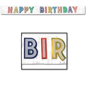 Pack of 6 Multi-Colored Metallic and Glittered Happy Birthday Banner 9' - All