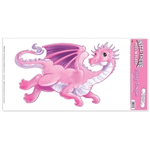 Club Pack of 12 Fun and Decorative Pink Flying Dragon Peel 'N Place Cutout Decorations 24 - All