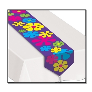 Club Pack of 12 Colorful Retro 60's Flowers Table Runner 6' - All