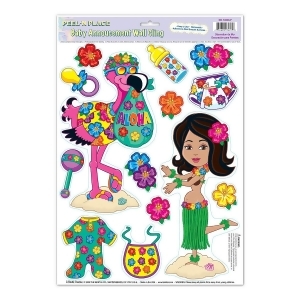 Club Pack of 168 Colorful Tropical Luau Hula Baby Peel 'N Place Cutout Decorations 17 - All