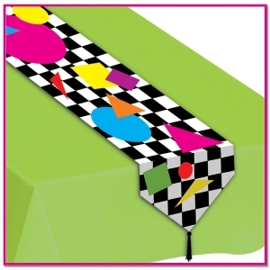 Club Pack of 12 Retro 80's Party Shapes Table Runner 6' - All