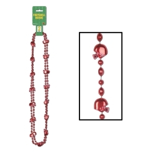 Club Pack of 24 Metallic Ruby Red Football and Helmet Party Beads 35 - All