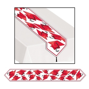 Club Pack of 12 Red Celebration Grad Cap Table Runner 6' - All