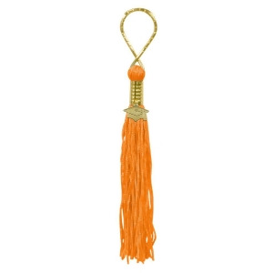 Pack of 6 Orange Graduation Tassel with Cap Medallion Key Chains 5.5 - All