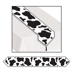 Club Pack of 12 Western Farm Black and White Cow Table Runner 6' - All