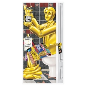 Club Pack of 12 Awards Night Gold Statue Restroom Door Cover Party Decorations 5' - All