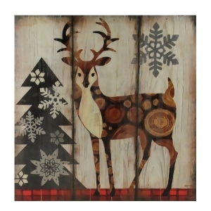 13.75 Alpine Chic Buck Standing in Woods with Snowflakes Wall Art Plaque - All