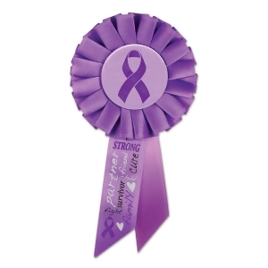 Pack of 6 Purple Cancer Awareness and Survivor Rosette Ribbons 6.5 - All