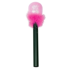 Club Pack of 12 Black and Pink Glittered Hand Microphone with Marabou Feathers 10 - All