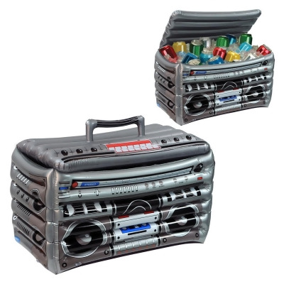 Pack of 6 Gray and Black Inflatable 80's Boom Box Cooler 16