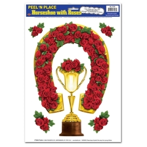 Club Pack of 72 Horseshoe with Roses Derby Race Winner Peel 'N Place Cutout Decorations 17 - All
