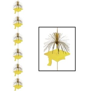 Club Pack of 12 Fun and Festive Gold Grad Cap and Firework Stringer Hanging Decorations 7' - All