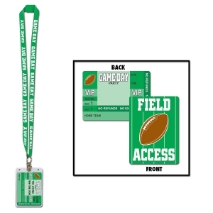 Pack of 12 Football Game Day Party Pass Lanyard and Cardholder 25 - All