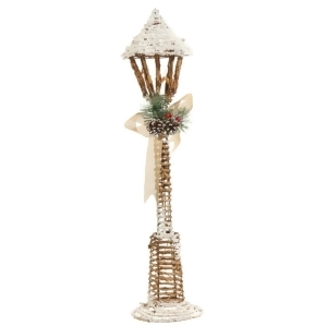 27.5 Country Cabin Frosted Brown Country Rustic Lighted Lamp Post Christmas Decoration - All