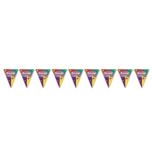 Club Pack of 12 Happy Birthday Stars and Spiral Pennant Hanging Banner Decoration 12' - All